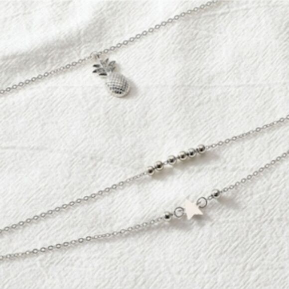 New PINEAPPLE STAR & SILVER BEAD anklet set - Picture 4 of 12